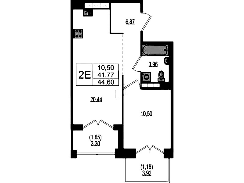 1-комнатная квартира 44.6 м², 4/4 эт., ЖК «Ranta Residence»